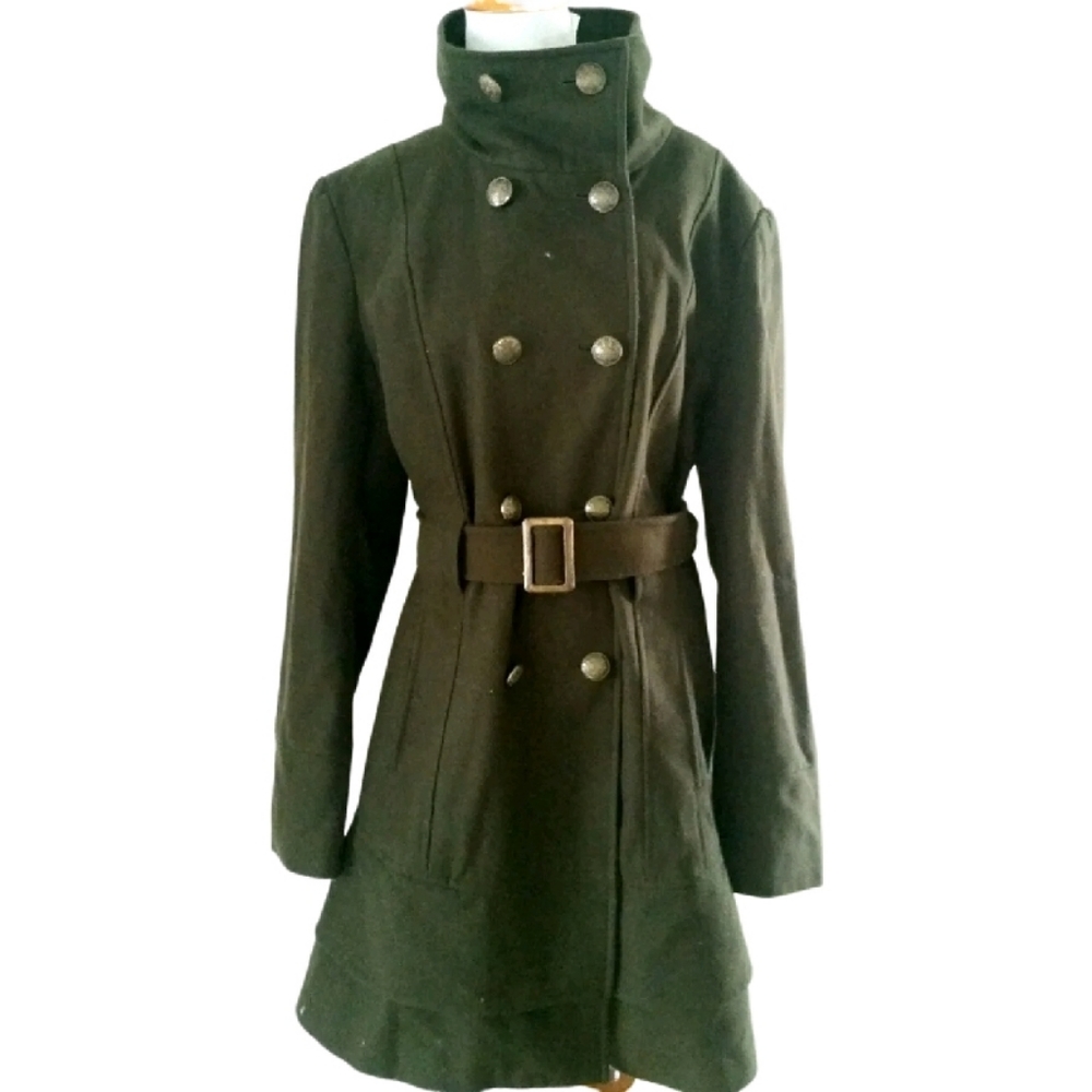 NEW YORK & CO MILITARY OLIVE HARDWARE COAT SZ XL